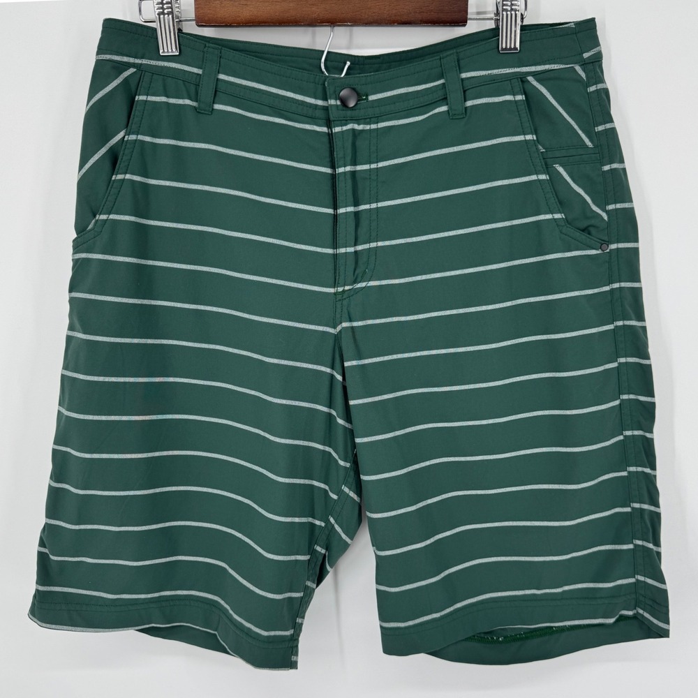 Lululemon Kahuna Men's 34‎ Athletic Green Striped Shorts Nylon Athletic Casual
